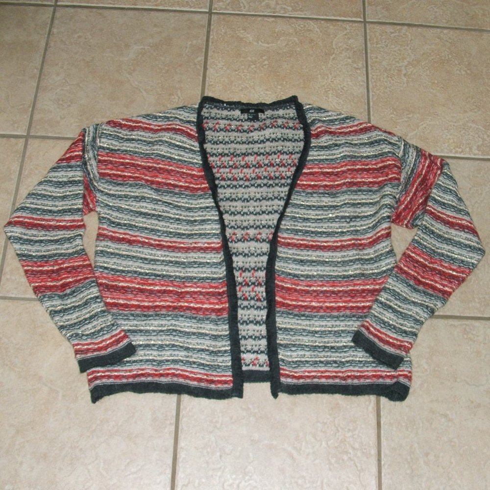 LIKE NEW Colorful Sz Medium Casual or Dress Lightweight Wool Blend Open Sweater